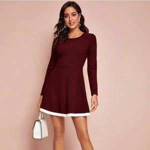 NWOT Contrast Trim Skater Dress